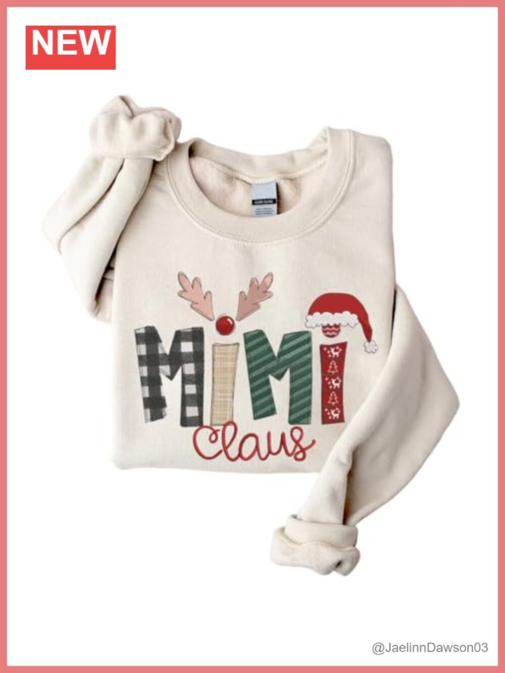 Christmas Claus Embroidery Sweatshirt Custom Mama Grandma Pullover Gift